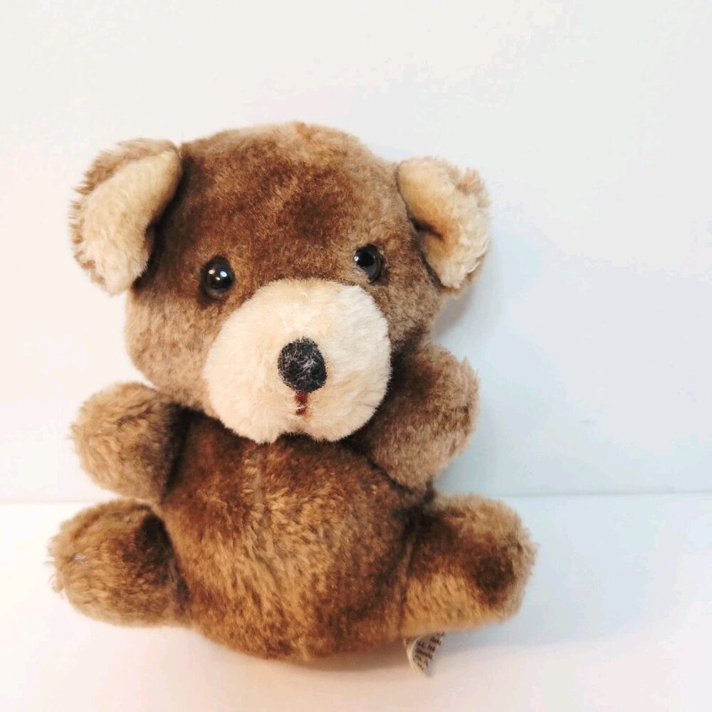 Vtg Mini Brown Tan Ears Russ Teddy Bear Plush Stuffed Toy